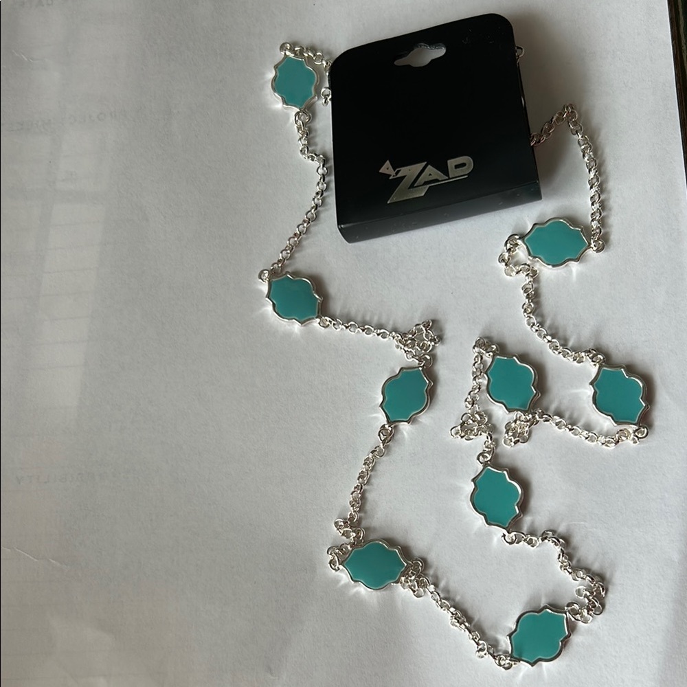 ZAD Blue and Silver Necklace with Classic Design